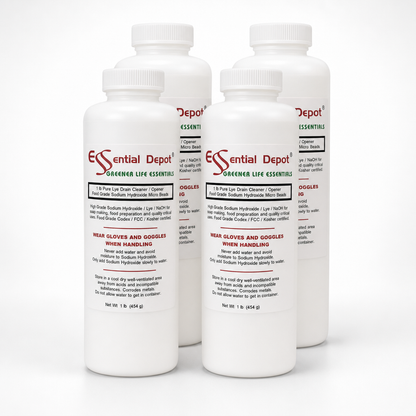 Sodium Hydroxide Lye Micro Beads - Food Grade - USP - 4 lbs - 4 x 1lb Bottles