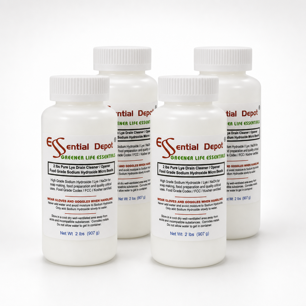 Sodium Hydroxide Lye Micro Beads - Food Grade - USP - 8 lbs - 4 x 2lb Bottles