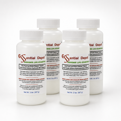 Sodium Hydroxide Lye Micro Beads - Food Grade - USP - 8 lbs - 4 x 2lb Bottles