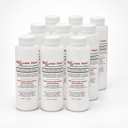 Sodium Hydroxide Lye Micro Beads - Food Grade - USP - 9 lbs - 9 x 1lb Bottles